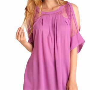 Umgee | Lavender Lace Cold Shoulder Blouse